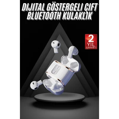  4 Adet Çift Kulaklık Dijital Göstergeli Yüksek Ses Kaliteli Bluetooth Kulaklık