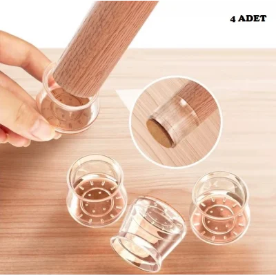 BUĞZ 4'lü Keçeli Şeffaf Silikon Sandalye Ayak Koruyucu Seti Bx40