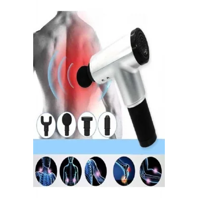 BUĞZ 4 Başlıklı 6 Kademeli Vurmalı Titreşimli Yoğurmalı Elektrikli Masaj Cihazı Tabancası