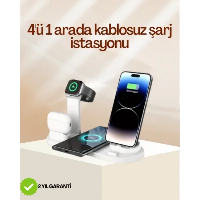  4 Cihazı Aynı Anda Şarj Edebilen Kablosuz Şarj İstasyonu – Çok Yönlü ve Pratik Tasarım
