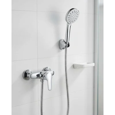 BUĞZ 4 Fonksiyonlu Krem El Duşu Seti Spiral Hortum ve Duş Askısı