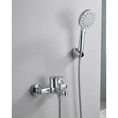 BUĞZ 4 Kademeli Krem Duş Seti El Duşu Başlığı Spiral Hortum ve Duvar Askısı