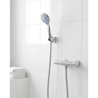 BUĞZ 4 Kademeli Mavi Duş Seti El Duşu Başlığı Spiral Hortum ve Duvar Askısı