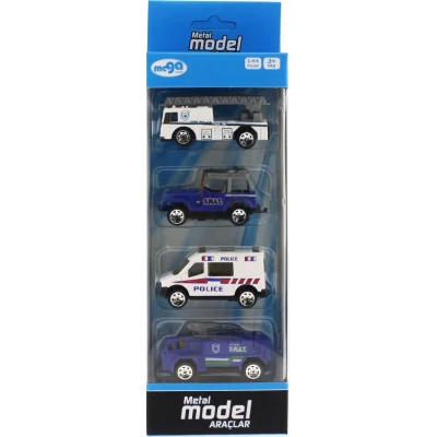  4Lü Die Cast Polis Seti