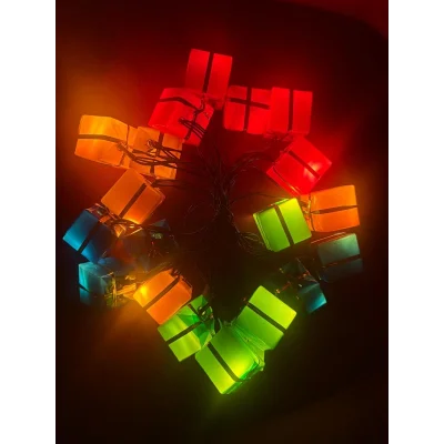 BUĞZ 4 Metre 20 Led Pilli 2 Kademeli Hediye Kutusu Yılbaşı Ağacı Süsü Led Işık Mz-2
