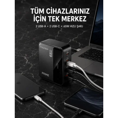 BUĞZ 4 Portlu GaN Masaüstü Hızlı Şarj İstasyonu