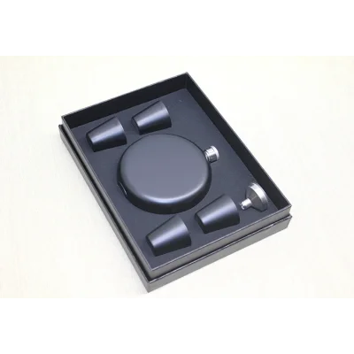 BUĞZ 4 Shot Bardaklı Matara Seti Yuvarlak Siyah