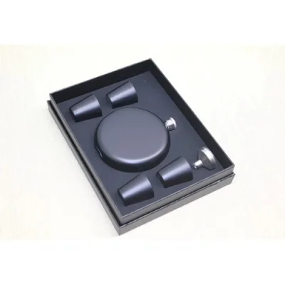  4 Shot Bardaklı Matara Seti Yuvarlak Siyah