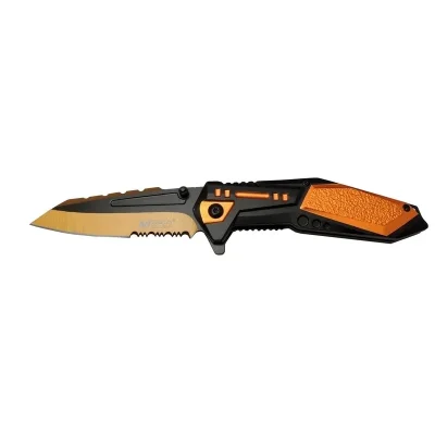 BUĞZ 4171 Turuncu Kamp Çakı 21cm - Yarı Otomatik, Kemerlikli, Testere Detaylı