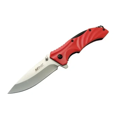 BUĞZ 4312 Kırmızı Kamp Çakı 20cm - Yarı Otomatik, Kemerlikli