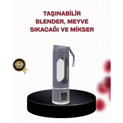 BUĞZ 450 ml Taşınabilir Blender – Tip-C Şarjlı 12 Bıçaklı Meyve Sıkacağı