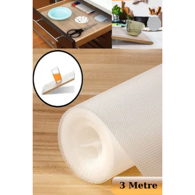  45cmX3metre Kalın Çekmece ve Dolap içi Raf Örtüsü Kaydırmaz Eva Raf Organizer