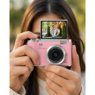 BUĞZ 48 MP Vlog Kamera 1080P Video Flip Screen Uzun Pil Ömrü Selfie Kamera