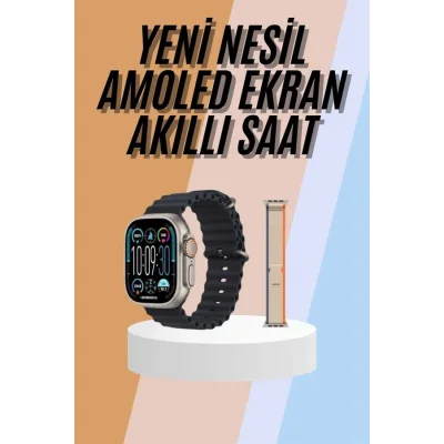 BUĞZ 49mm Akıllı Saat Amoled Ekranlı Kadın Erkek Kol Saati Plastik Kordon - BUĞZ