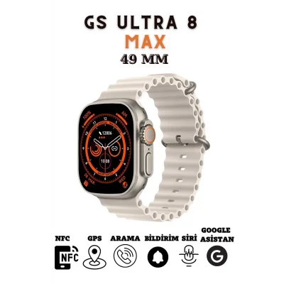 BUĞZ 49mm Ekranlı Kilitli Vidalı Kordonlu Gri Akıllı Saat - Nabız ve Uyku Takibi Özellikli