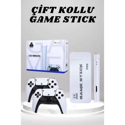  4K HD Görüntü Kaliteli Retro Game Stick 20000 Oyunlu Çift Kollu Beyaz Game Stick