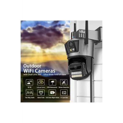 BUĞZ 4MP 4K Ultra HD çift lens IP kamera hareketli dış mekan gece görüş su geçirmez WiFi 2 yıl garantili