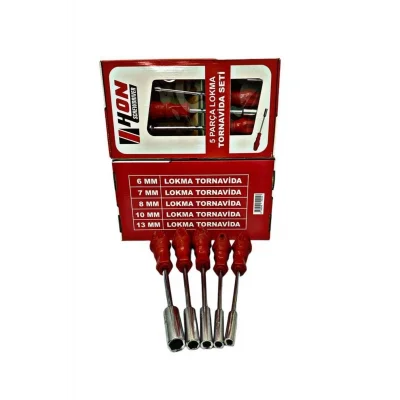 BUĞZ 5 Adet Lokma Anahtar Tornavida 6/7/8/10/13/mm Metal Altıgen - BUĞZ
