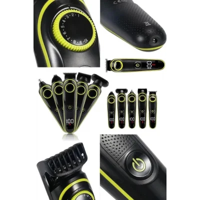 BUĞZ 5 Başlıklı Şarjlı Tıraş Makinesi Kablosuz Saç Sakal Burun Tıraşına Uygun - BUĞZ