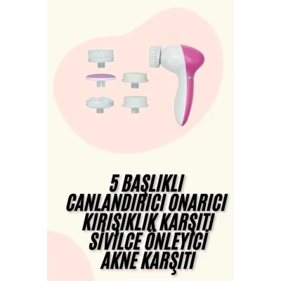  5 Başlıklı Titreşimli Cilt Temizleme Seti Canlandırıcı ve Onarıcı