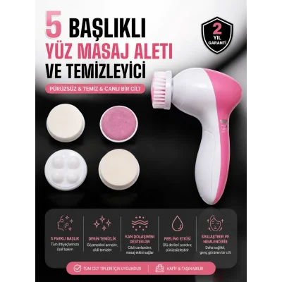 BUĞZ 5 Fonksiyonlu Kablosuz Yüz Temizleme Cihazı ile Derinlemesine Cilt Bakımı
