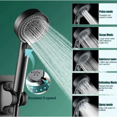 BUĞZ 5 Kademeli Duş Başlığı Siyah