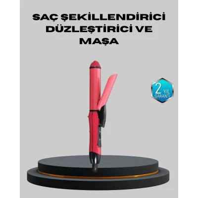 BUĞZ 5 Kademeli Seramik Saç Düzleştirici – Düz ve Kıvırcık Mod, 26 mm Plaka, Profesyonel Saç Şekillendirme