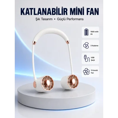 BUĞZ 5 Kanatlı Sessiz Mini Fan 3 Vitesli Katlanabilir Asılabilir