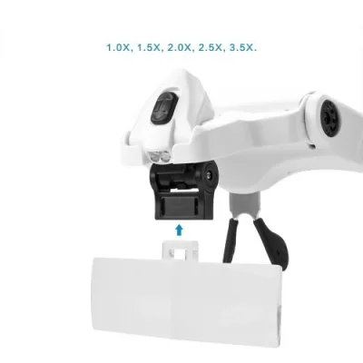 BUĞZ 5 Lens 1.0x3.5x, 2led Işıklı  Ile Ayarlanabilir Gözlük Büyüteç9892b2 - BUĞZ