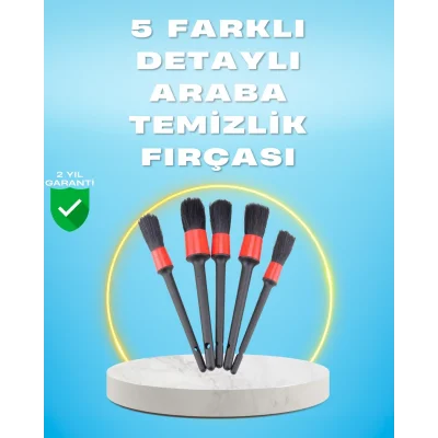 BUĞZ 5li Araba Temizlik Fırçaları-Farklı Boyutlu Fırçalarla Derinlemesine Temizlik