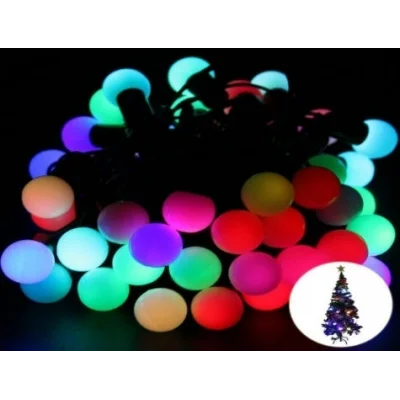 BUĞZ 5 Metre 28 Led Fişli Rgb Mini Top Led Siyah Kablo