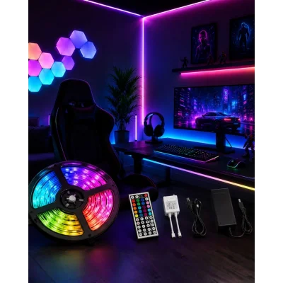 BUĞZ 5 Metre RGB LED Şerit Kumandalı 5050 Renk Değiştiren LED Strip