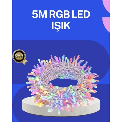 BUĞZ 5 Metre Şeffaf Kablo LED Peri Işığı 50 Ampullü Dekoratif Led