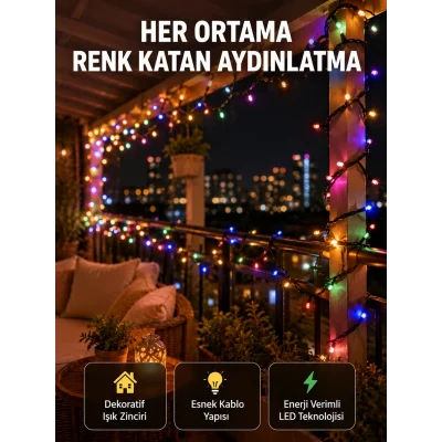 BUĞZ 5 Metre Şeffaf Kablo LED Peri Işığı 50 Ampullü Dekoratif Led Yeni Nesil