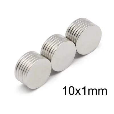 BUĞZ 50 Adet 10x1mm Yuvarlak Neodyum Mıknatıs Güçlü Dayanıklı Magnet Nikel Kaplama