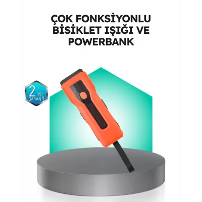 BUĞZ 5000 mAh Bataryalı Bisiklet Farı COB Çakar Çok Fonksiyonlu