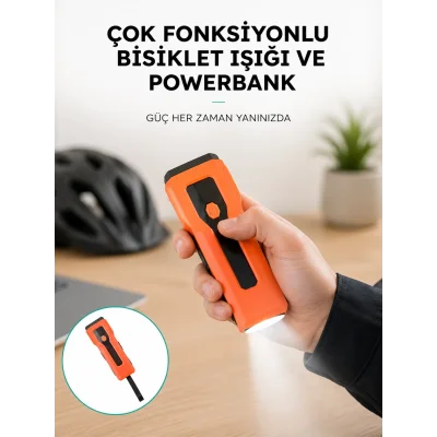 BUĞZ 5000 mAh Bataryalı Bisiklet Farı COB Çakar Çok Fonksiyonlu Yeni Nesil