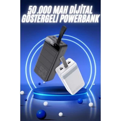 BUĞZ 50.000 Mah Powerbank Turbo Hızlı Led Göstergeli Android İOS Uyumlu Taşınabilir Askılı - Lisinya