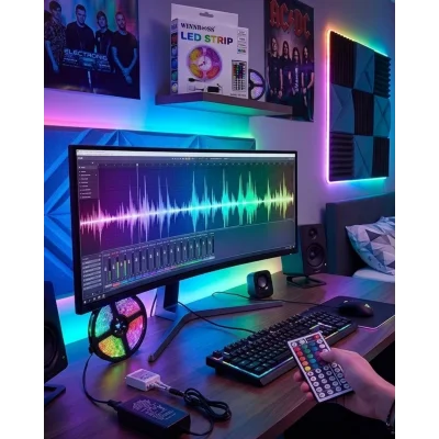 BUĞZ 5050 RGB LED Şerit 5 Metre Uzaktan Kumandalı Ortam Aydınlatma Led