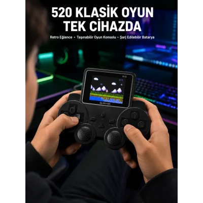 BUĞZ 520 Oyunlu Taşınabilir El Oyun Konsolu TV Bağlantılı Şarjlı Gamepad