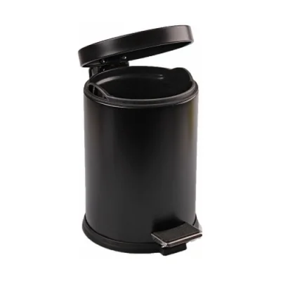 BUĞZ 5lt Siyah Pedallı Metal Çöp Kovası Bx40