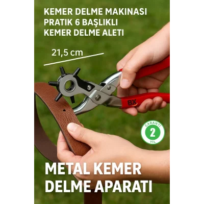  6 Farklı Uçlu Kemer Delme Pensesi Deri Kemer ve Kumaş İçin Ayarlanabilir Delik Açıcı El Aleti