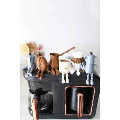  6lı Ayaklı Kahve Seti - Moka Pot - Kahve Tanesi - Çaydanlık - Cezve - Kahve Bardağı - Bardak