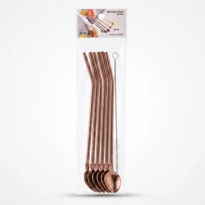 BUĞZ 6lı Kaşıklı Pipet Seti - Bronz - Pipet Temizleme Fırçası