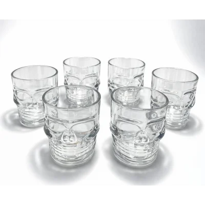 BUĞZ 6lı Kurukafa Şeffaf Cam Shot Bardağı Seti 6x5 cm