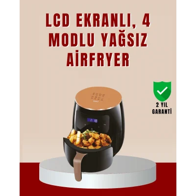 BUĞZ 6 Litre Büyük Kapasiteli Dokunmatik Airfryer 2400W Yağsız Fritöz