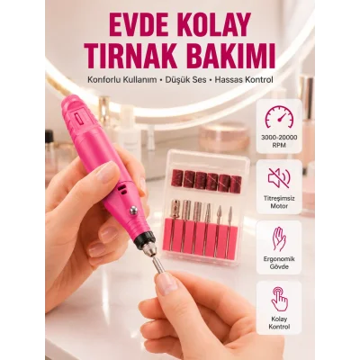 BUĞZ 6 Uçlu Elektrikli Manikür Pedikür Seti Yeni Nesil