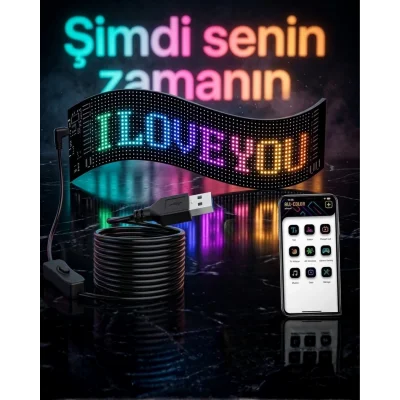 BUĞZ 60 cm LED Matrix Panel 16x96 Piksel Bluetooth Kontrollü RGB Kayan Yazı Ekranı