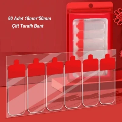 BUĞZ 60 Parça Kolay Açılır Güçlü Çift Taraflı Bant 18mm*50mm Bx40