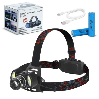 BUĞZ 6000 Lümen 3 Başlık Şarjlı Kafa Lambası  Wt-630